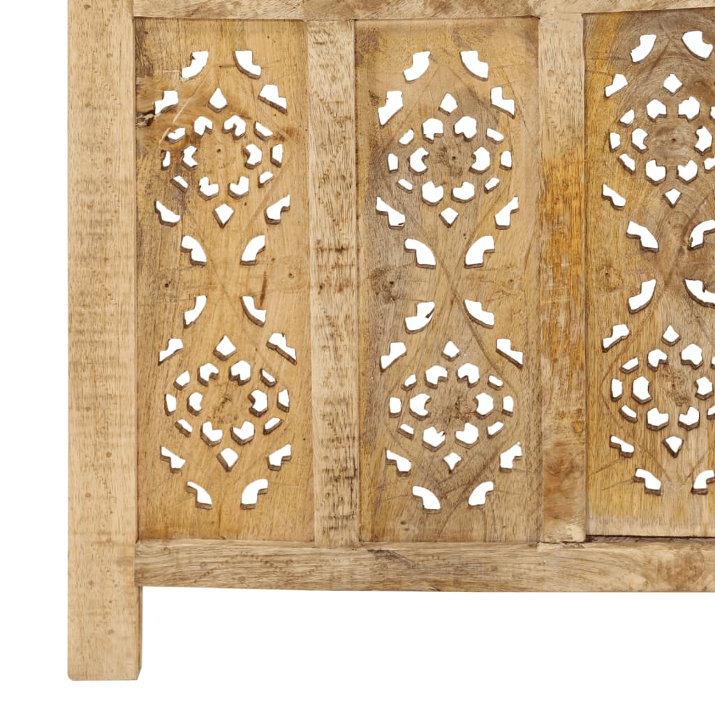 vidaXL Hand carved 4-Panel Room Divider 160x165 cm Solid Mango Wood