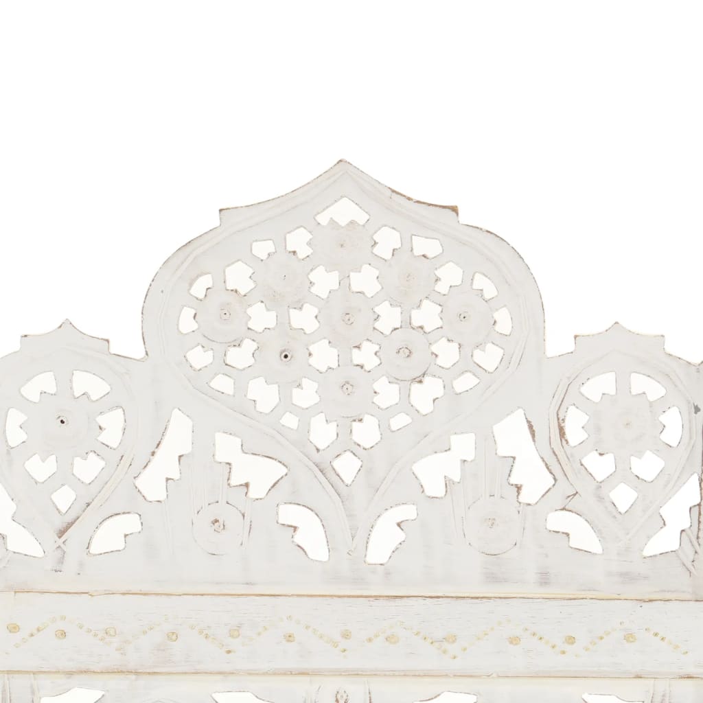vidaXL Hand carved 3-Panel Room Divider White 120x165 cm Solid Mango Wood