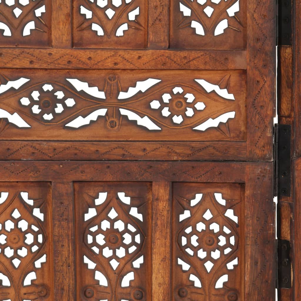 vidaXL Hand carved 5-Panel Room Divider Brown 200x165 cm Solid Mango Wood