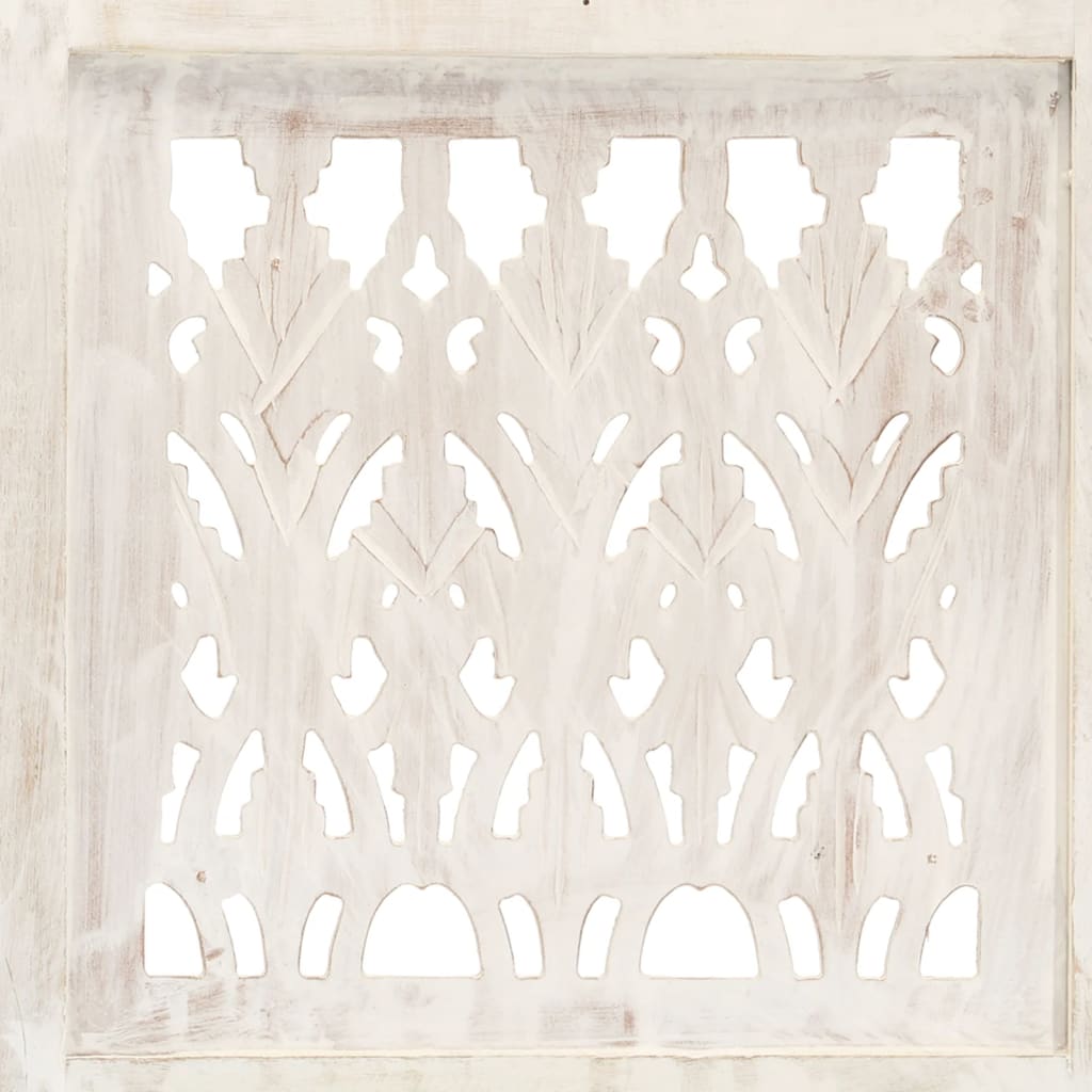 vidaXL Hand carved 3-Panel Room Divider White 120x165 cm Solid Mango Wood