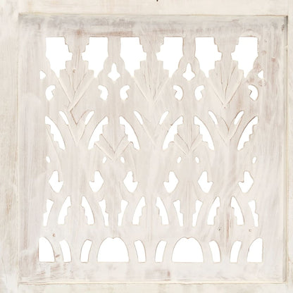 vidaXL Hand carved 3-Panel Room Divider White 120x165 cm Solid Mango Wood