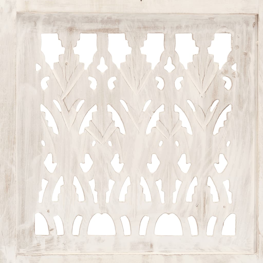 vidaXL Hand carved 5-Panel Room Divider White 200x165 cm Solid Mango Wood