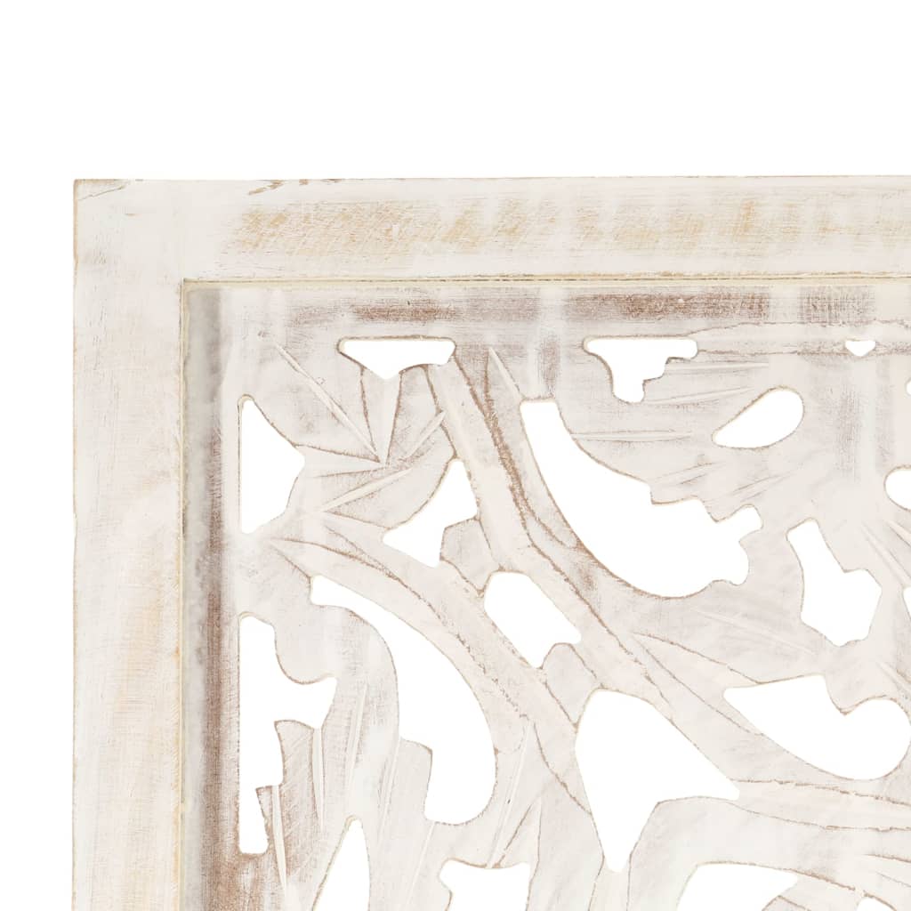 vidaXL Hand carved 3-Panel Room Divider White 120x165 cm Solid Mango Wood