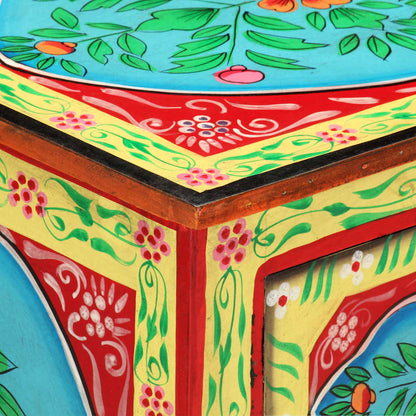 286158 vidaXL Hand Painted Bedside Cabinet 40x30x50 cm Solid Mango Wood