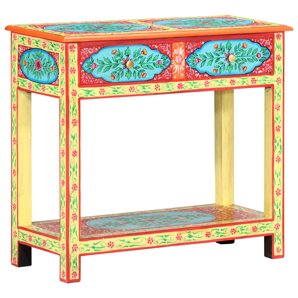 286159 vidaXL Hand Painted Console Table 80x35x75 cm Solid Mango Wood