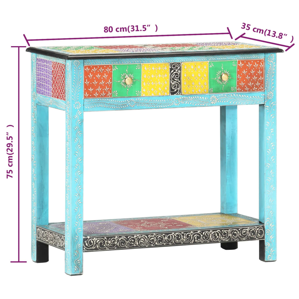 vidaXL Hand Painted Console Table 80x35x75 cm Solid Mango Wood