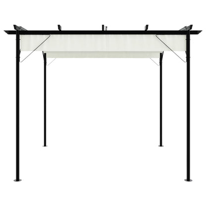 vidaXL Pergola with Retractable Roof Cream White 3x3 m Steel