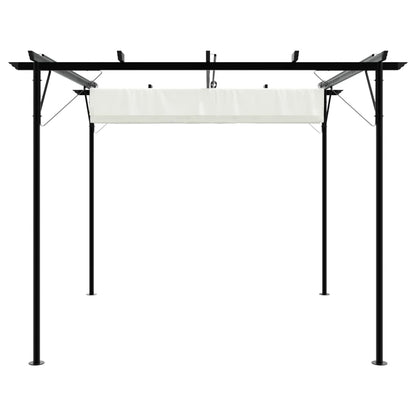 vidaXL Pergola with Retractable Roof Cream White 3x3 m Steel