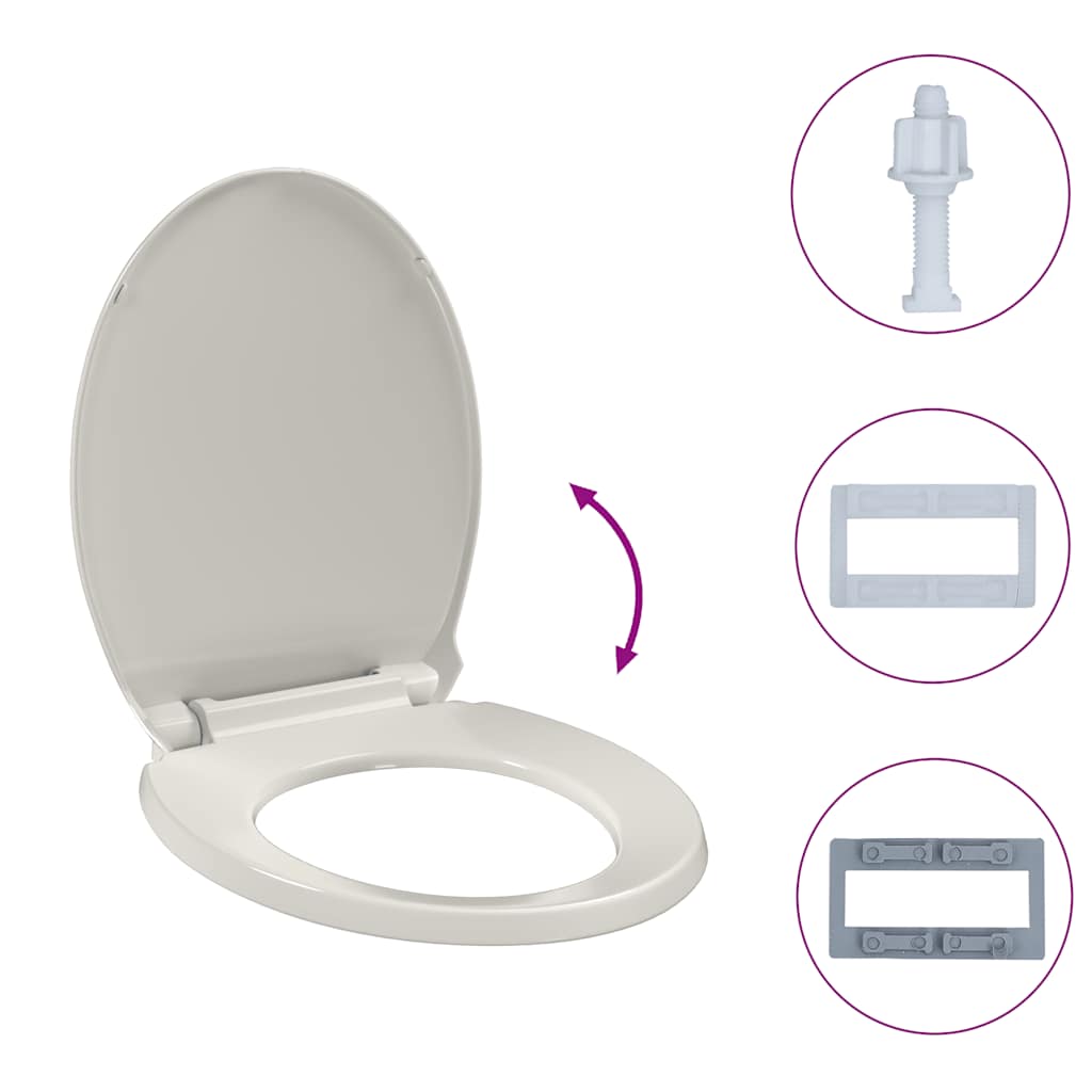 vidaXL Soft-Close Toilet Seat Light Grey Oval