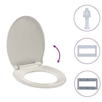 vidaXL Soft-Close Toilet Seat Light Grey Oval