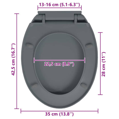 vidaXL Soft-Close Toilet Seat Grey Oval