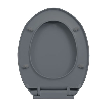 vidaXL Soft-Close Toilet Seat Quick Release Grey Oval