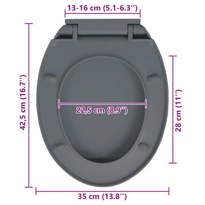 vidaXL Soft-Close Toilet Seat Quick Release Grey Oval