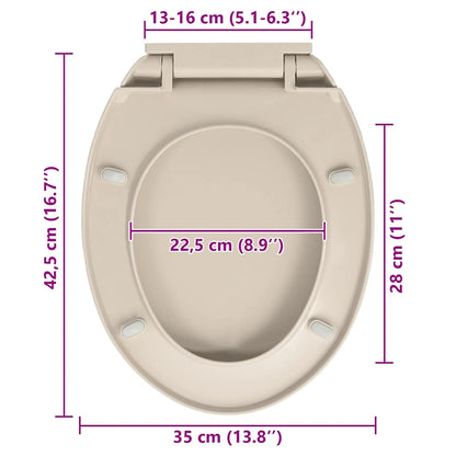 vidaXL Soft-Close Toilet Seat Apricot Oval