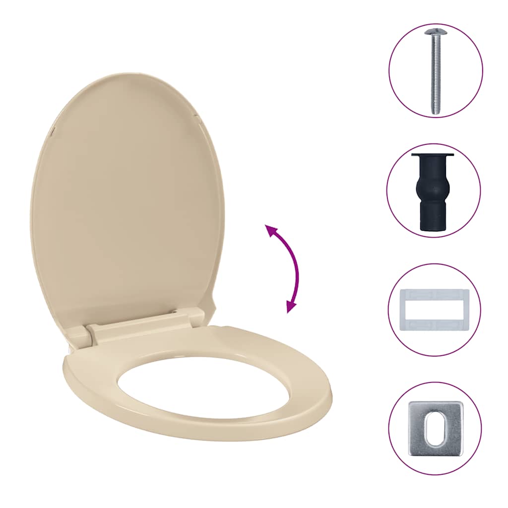 vidaXL Soft-Close Toilet Seat Quick Release Beige Oval