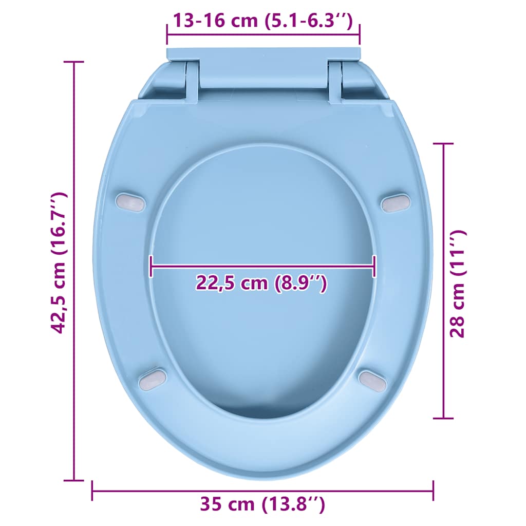 vidaXL Soft-Close Toilet Seat Blue Oval