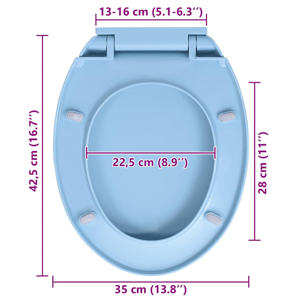 vidaXL Soft-Close Toilet Seat Quick Release Blue Oval
