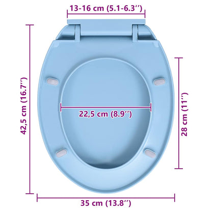 vidaXL Soft-Close Toilet Seat Quick Release Blue Oval