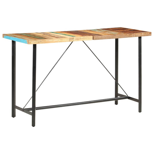 vidaXL Bar Table | Brown and Black | Solid Reclaimed Wood, Powder Coated Steel