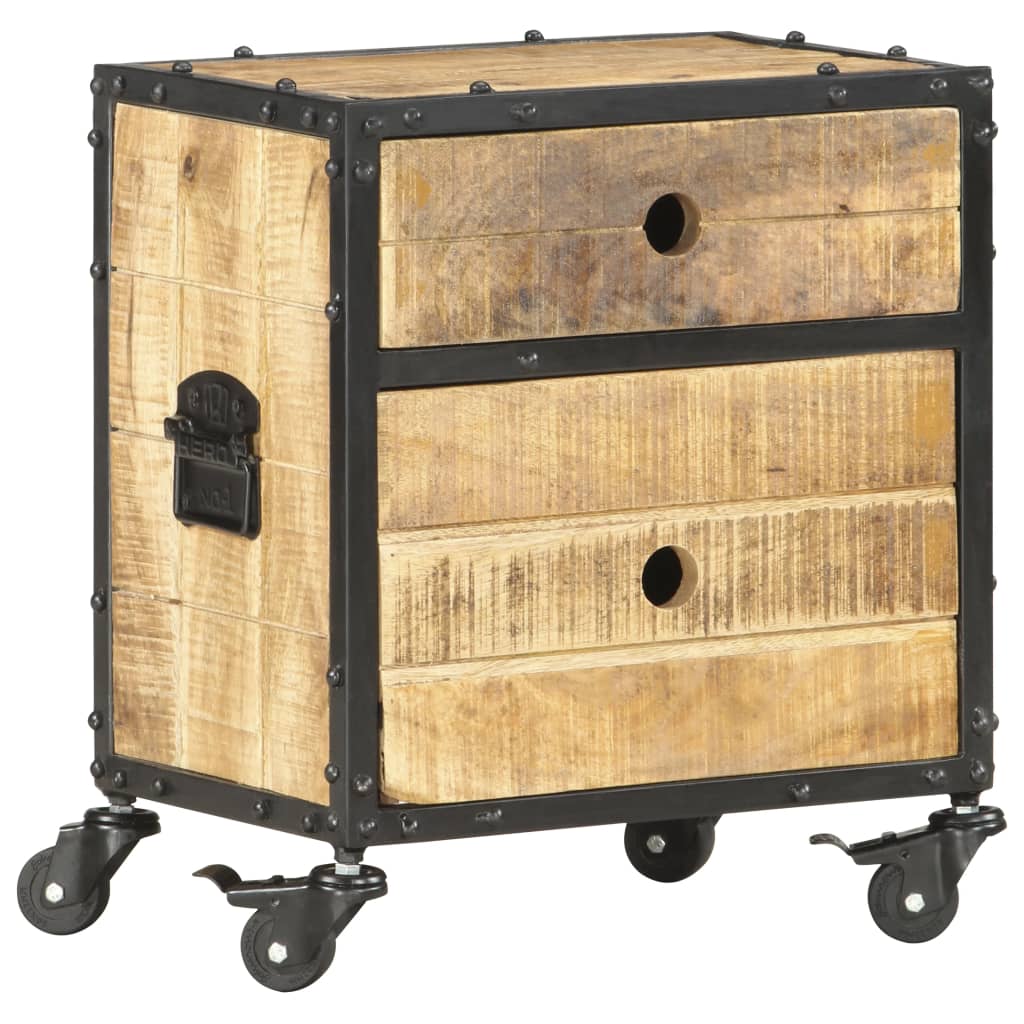 vidaXL Bedside Cabinet 40x30x50 cm Rough Mango Wood