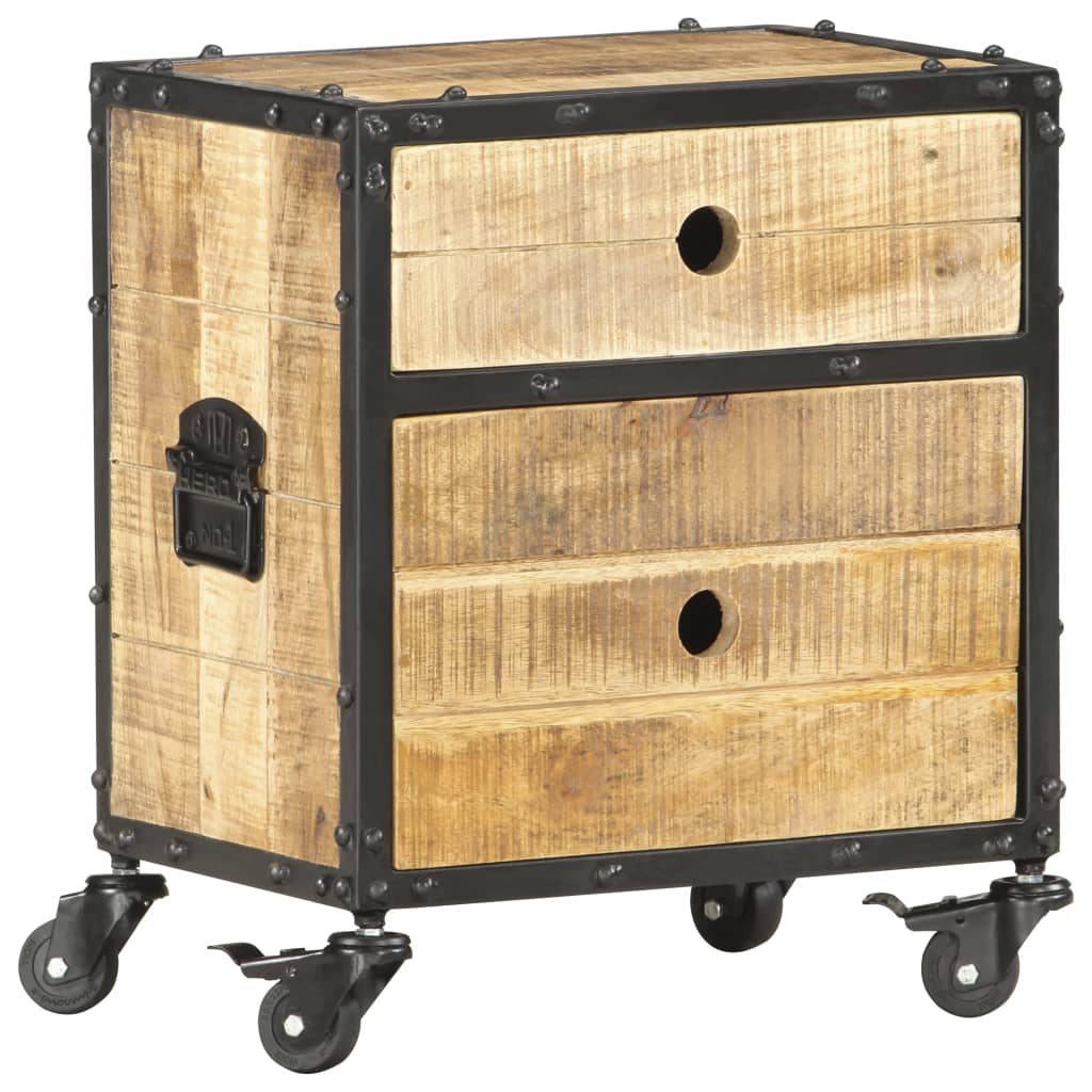 vidaXL Bedside Cabinet 40x30x50 cm Rough Mango Wood