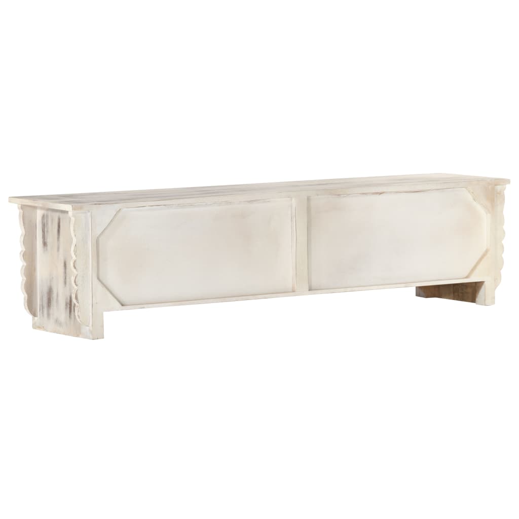 vidaXL TV Cabinet White 140x30x35 cm Solid Mango Wood