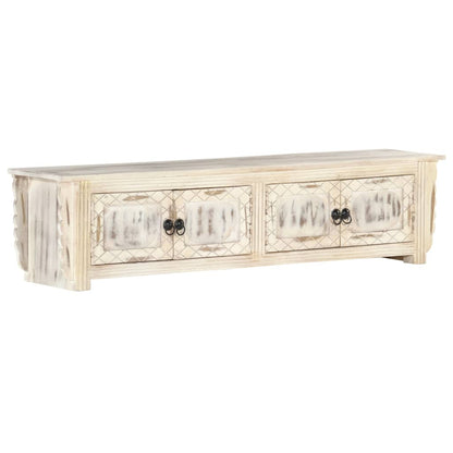 vidaXL TV Cabinet White 140x30x35 cm Solid Mango Wood