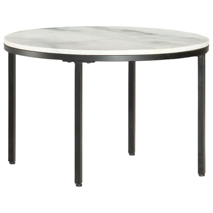 286410 vidaXL Coffee Table White and Black Ø65 cm Real Solid Marble