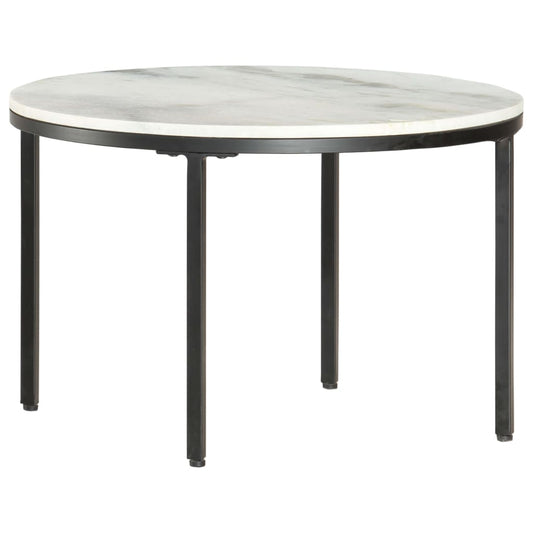 286410 vidaXL Coffee Table White and Black Ø65 cm Real Solid Marble