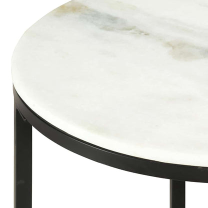 286410 vidaXL Coffee Table White and Black Ø65 cm Real Solid Marble