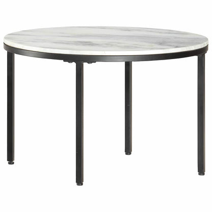 286410 vidaXL Coffee Table White and Black Ø65 cm Real Solid Marble