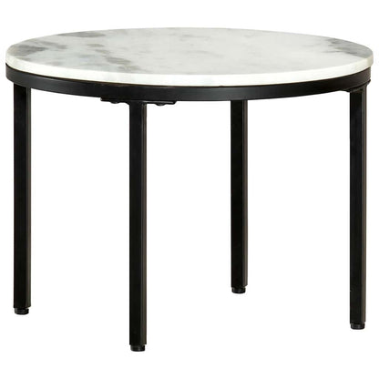 286411 vidaXL Coffee Table White and Black Ø50 cm Real Solid Marble