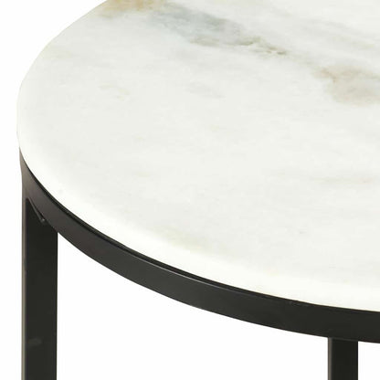 286411 vidaXL Coffee Table White and Black Ø50 cm Real Solid Marble