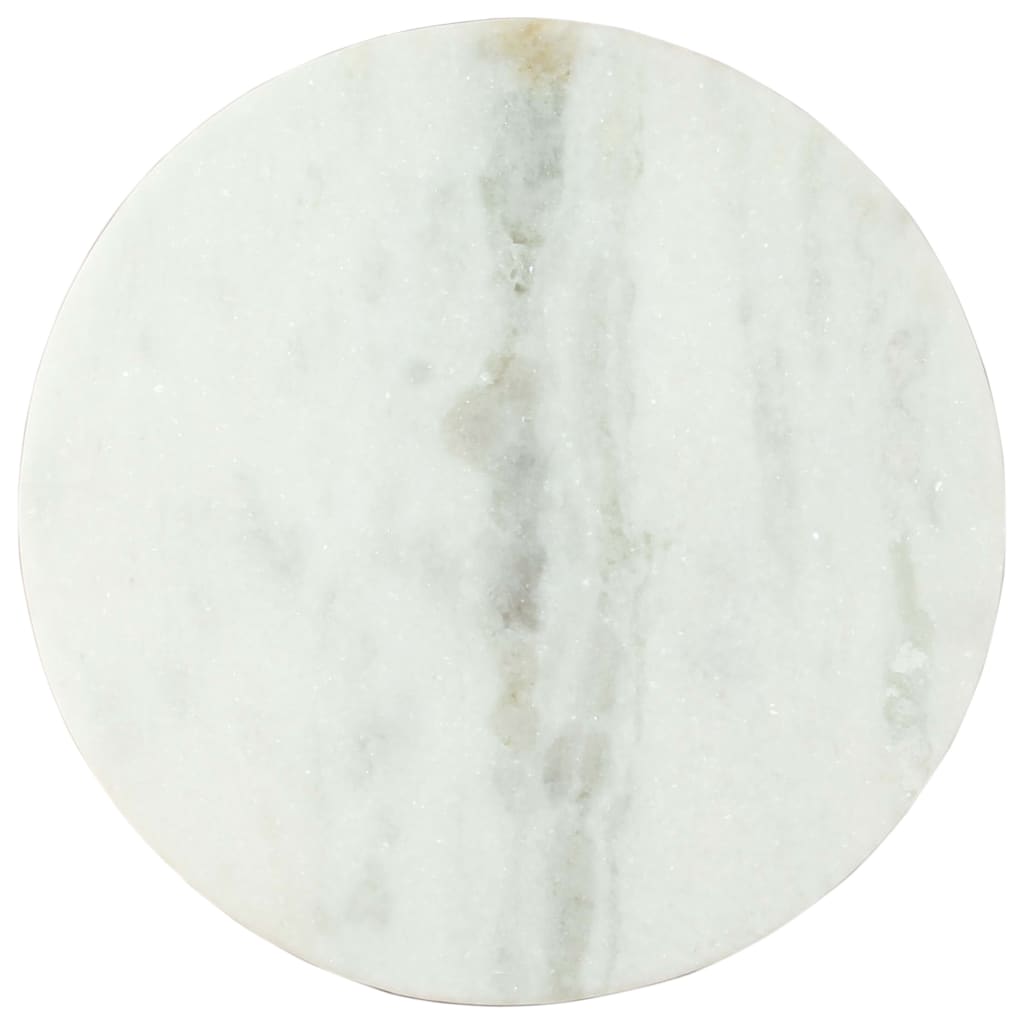 vidaXL Coffee Table White and Black Ø50 cm Real Solid Marble