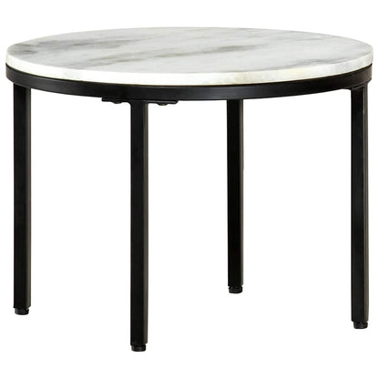 286411 vidaXL Coffee Table White and Black Ø50 cm Real Solid Marble