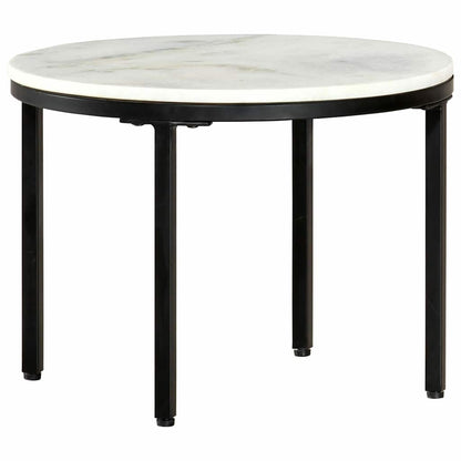 286411 vidaXL Coffee Table White and Black Ø50 cm Real Solid Marble