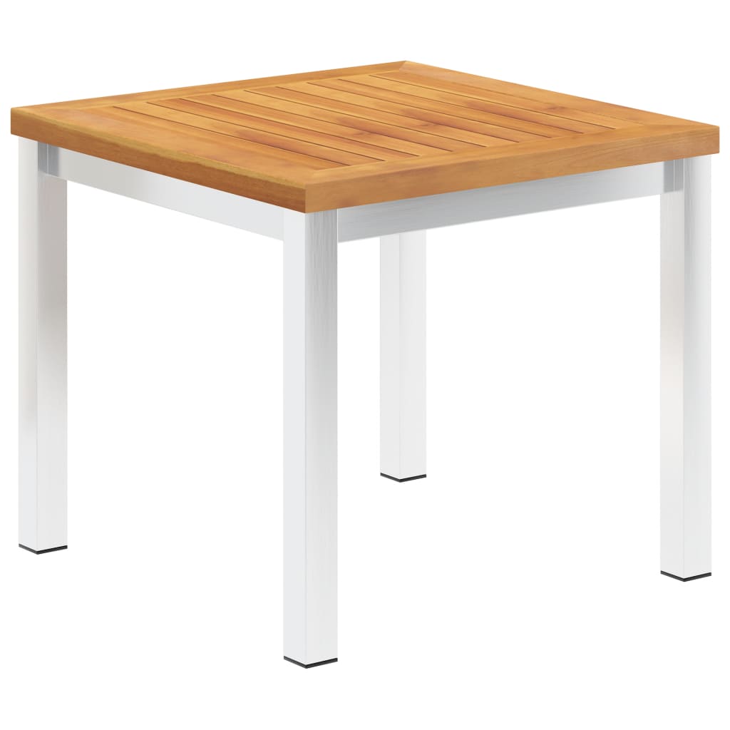vidaXL Garden Side Table 45x45x38 cm Solid Acacia Wood and Stainless Steel