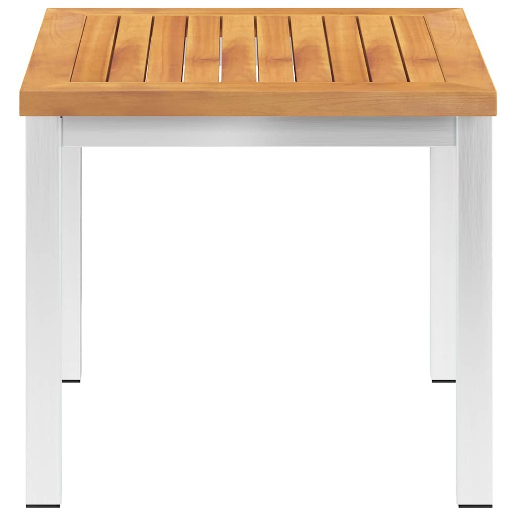 vidaXL Garden Side Table 45x45x38 cm Solid Acacia Wood&Stainless Steel