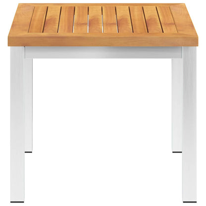 vidaXL Garden Side Table 45x45x38 cm Solid Acacia Wood&Stainless Steel