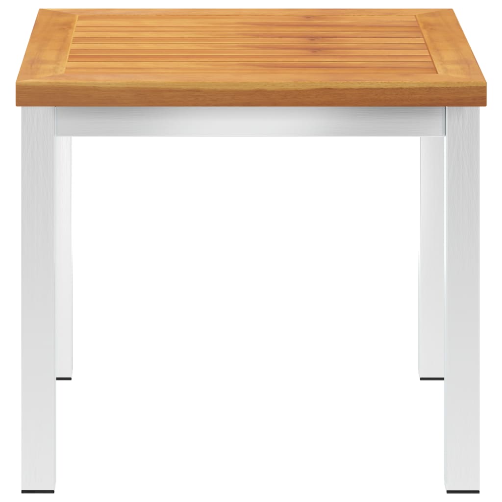 vidaXL Garden Side Table 45x45x38 cm Solid Acacia Wood and Stainless Steel