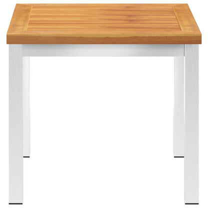 vidaXL Garden Side Table 45x45x38 cm Solid Acacia Wood and Stainless Steel