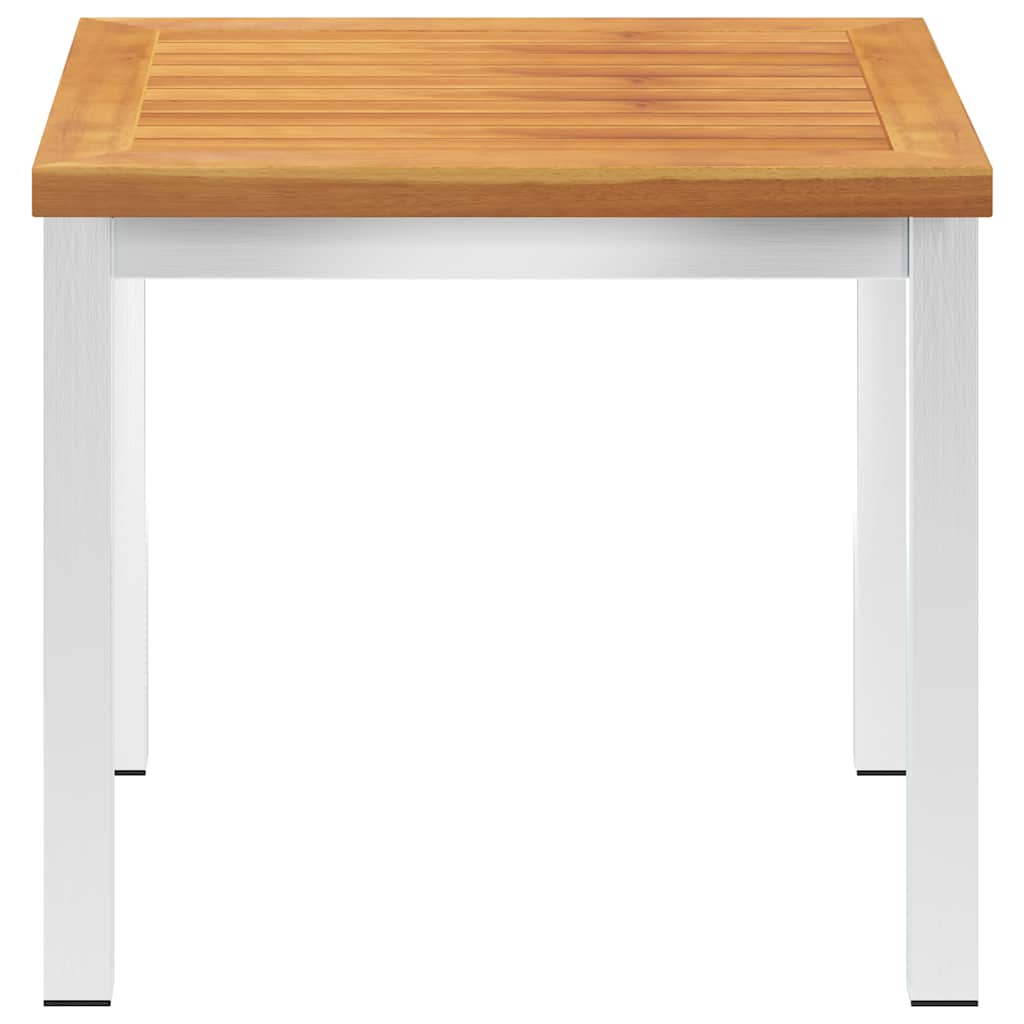 vidaXL Garden Side Table 45x45x38 cm Solid Acacia Wood&Stainless Steel