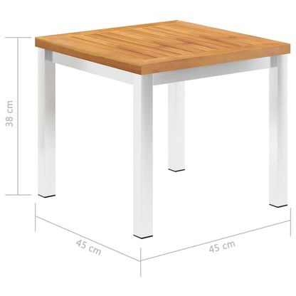 vidaXL Garden Side Table 45x45x38 cm Solid Acacia Wood&Stainless Steel
