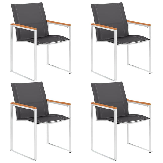 46496 vidaXL Garden Chairs 4 pcs Textilene and Stainless Steel Grey