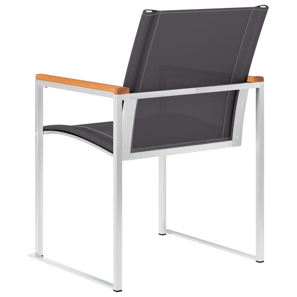 vidaXL Garden Chairs 4 pcs Textilene and Stainless Steel Grey