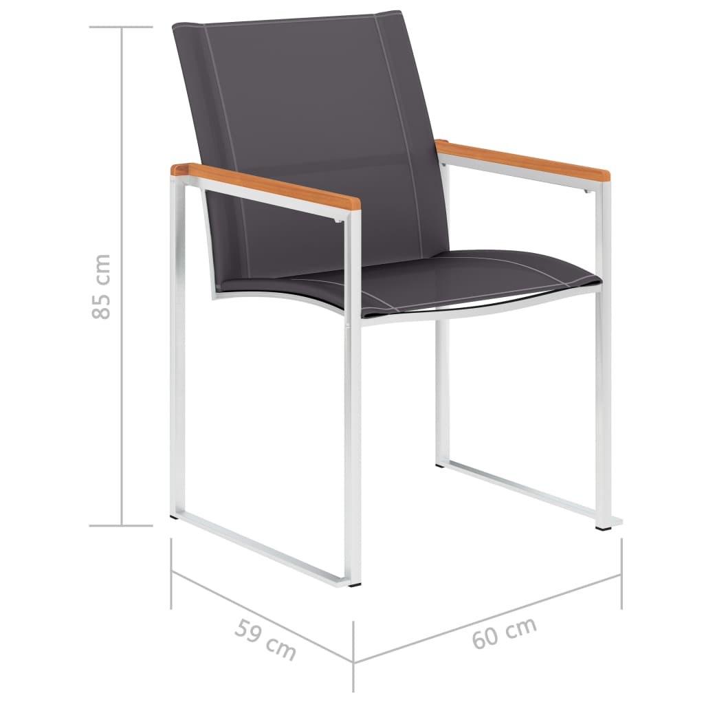 vidaXL Garden Chairs 4 pcs Textilene and Stainless Steel Grey
