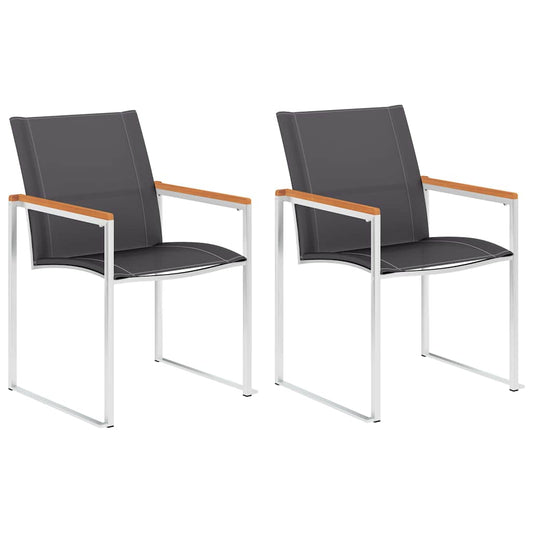 46497 vidaXL Garden Chairs 2 pcs Textilene and Stainless Steel Grey