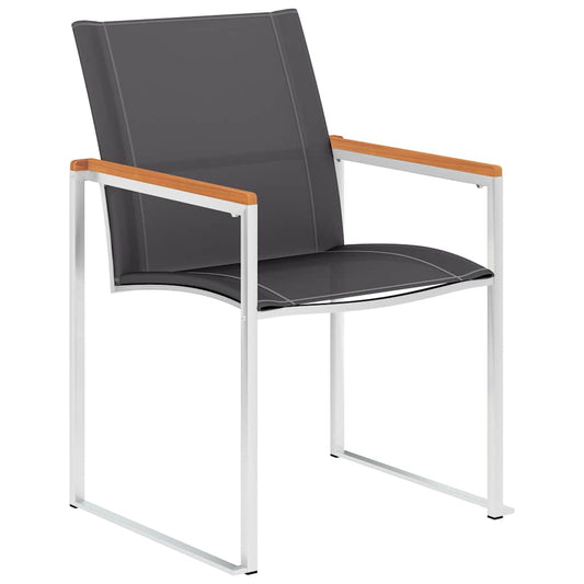 46497 vidaXL Garden Chairs 2 pcs Textilene and Stainless Steel Grey