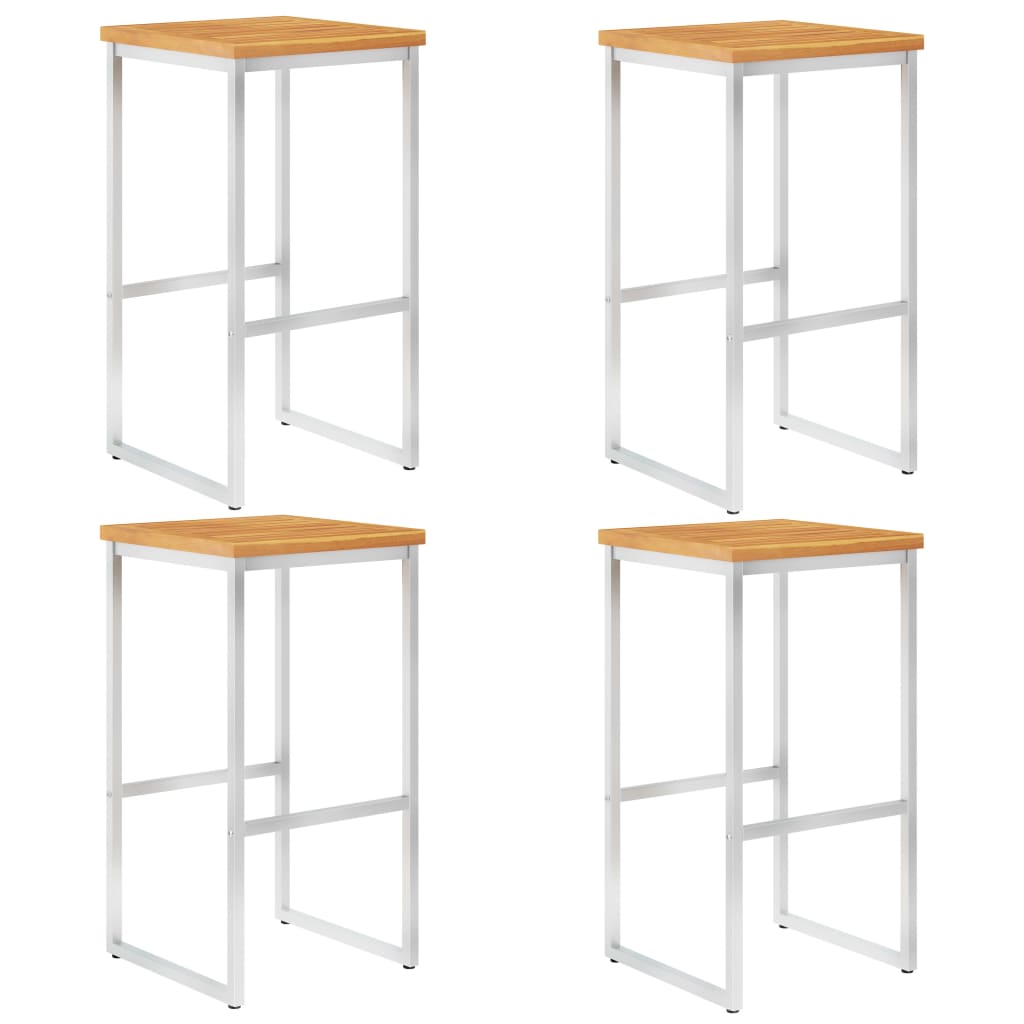 vidaXL Outdoor Bar Stool | Set of 4 | Teak look | Solid Acacia Wood | Durable