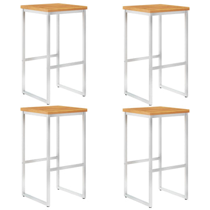 vidaXL Outdoor Bar Stool | Set of 4 | Teak look | Solid Acacia Wood | Durable